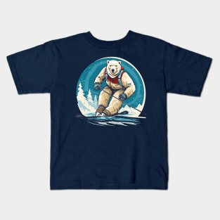 polar bear skiing Kids T-Shirt